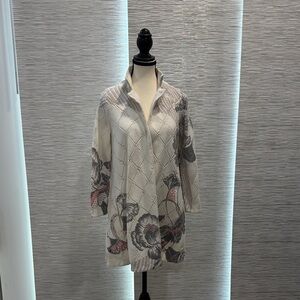 Anthropologie KNITTED & KNOTTED Floral Print Knit Cardigan Sweater S